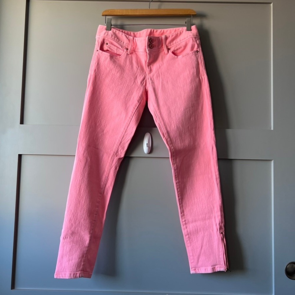 Lilly Pulitzer Denim Jeans Womens 4‎ Pink Worth Skinny Mini Zip Ankle Low Rise